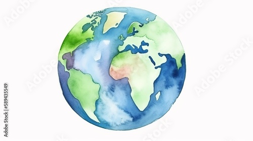 hand painted Earth globe. watercolor artwork Generative AI © Suleyman