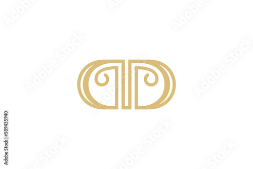 column pillar and letter d flat logo design