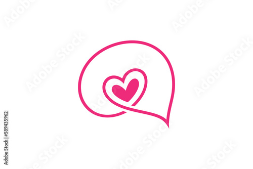 brain and heart simple line style logo