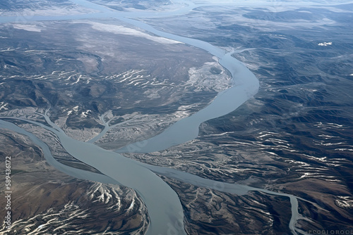 View from space on the delta of Yukon river