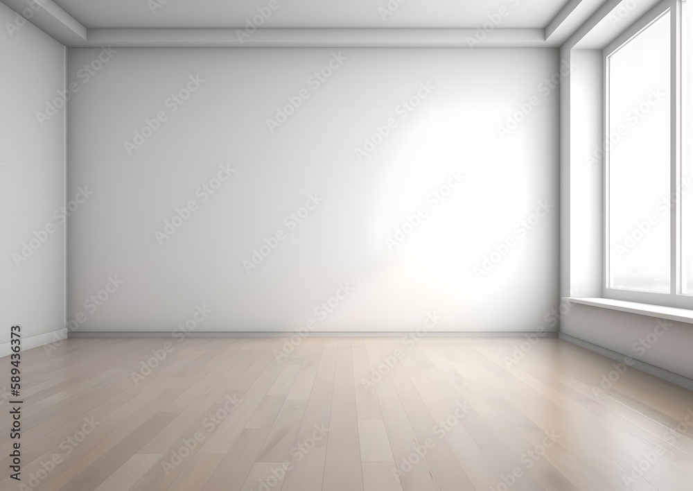 Empty white office interior, featuring a large window that floods the area with natural light, creating a sense of spaciousness and tranquility - a perfect atmosphere for productivity. Generative AI Empty white office interior, featuring a large window that floods the area with natural light, creating a sense of spaciousness and tranquility - a perfect atmosphere for productivity. Generative AI