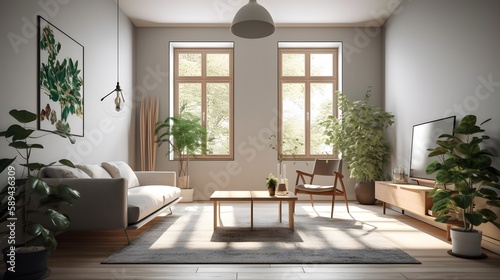 Japanese interior design with wall mockup in living room backgrounds through a stunning digital illustration  and elevate your home s aesthetic with this unique style. Generative AI
