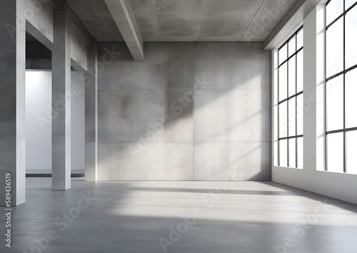 Contemporary design with our mockup of an empty room in a sleek and stylish concrete loft aesthetic - a stunning digital illustration for inspiring your creativity and imagination. Generative AI