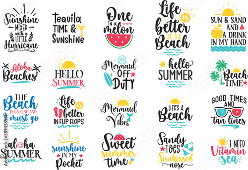 Summer Bundle SVG, Beach Svg, Summer Quotes SVG Bundle