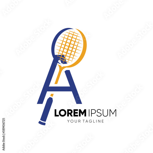 Letter A Initial Badminton Racket Logo Design Vector Icon Graphic Emblem Illustration