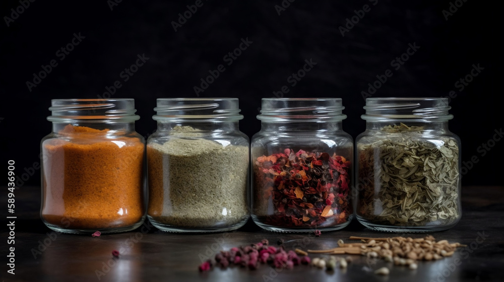 spices in a glass jar spices in a glass jar