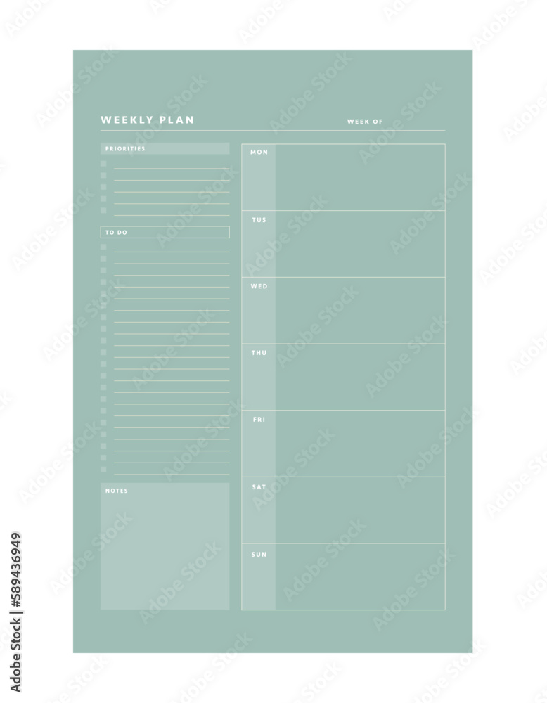 (Nature) weekly planner. Vector Print template. (Nature) weekly planner. Vector Print template.