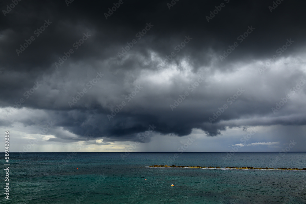 Dark Mediterranean sea next to Paphos , Cyprus.
