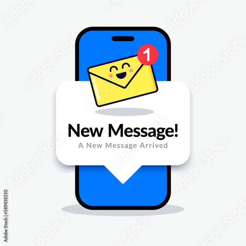 Smartphone With Pop Up And New Message Icon