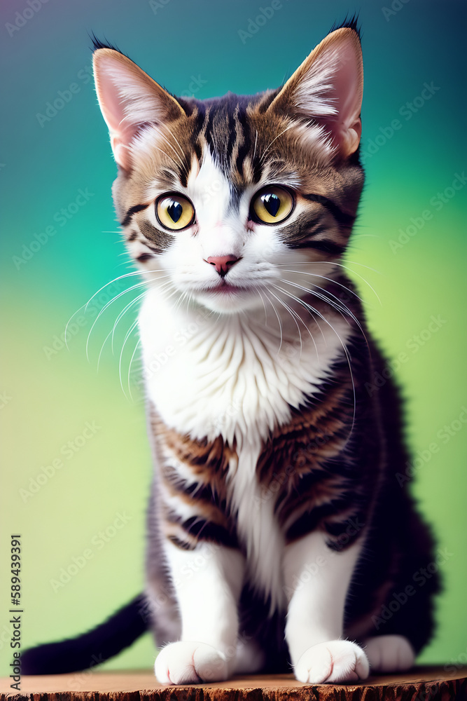 Portrait of a adorable cat, funny and cute face closeup, isolated on beautiful bokeh background, created with generative ai
Portrait of a adorable cat, funny and cute face closeup, isolated on beautiful bokeh background, created with generative ai