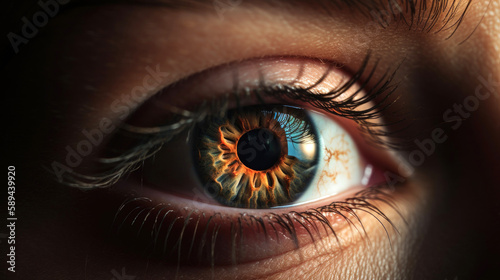 Female eye close up. Generative AI