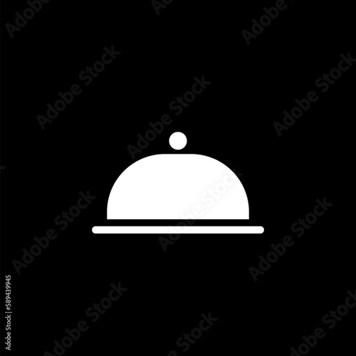 Covered with a tray of food icon isolated onblack background. 