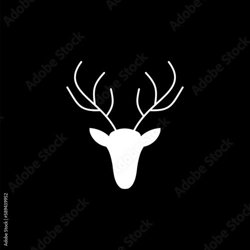 Deer head sign isolated on black background.