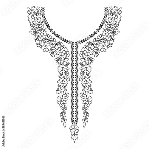 Textile Fabric neck design, pattern traditional, floral necklace embroidery design for fashion women clothing Neckline design for textile print.