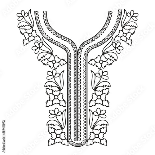 Textile Fabric neck design, pattern traditional, floral necklace embroidery design for fashion women clothing Neckline design for textile print.