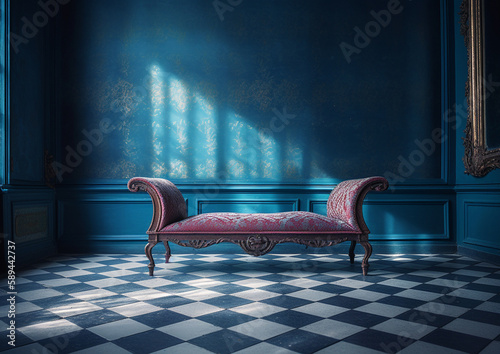 recamie in blue room, generative ai photo