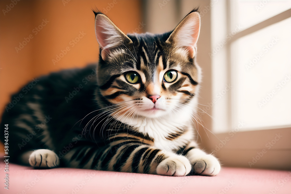 Portrait of a adorable cat, funny and cute face closeup, isolated on beautiful bokeh background, created with generative ai Portrait of a adorable cat, funny and cute face closeup, isolated on beautiful bokeh background, created with generative ai