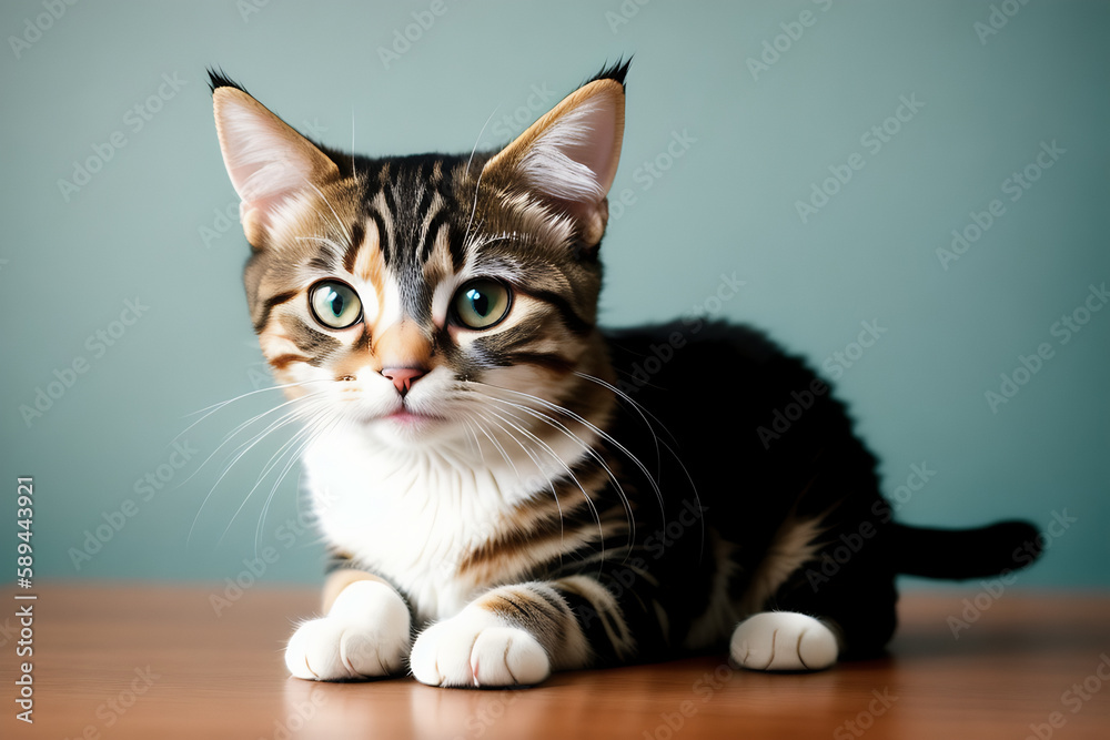 Portrait of a adorable cat, funny and cute face closeup, isolated on beautiful bokeh background, created with generative ai Portrait of a adorable cat, funny and cute face closeup, isolated on beautiful bokeh background, created with generative ai