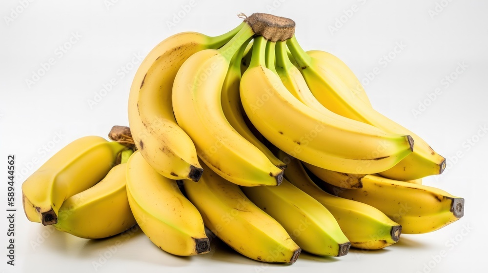  A Bunch of Ripe Yellow Bananas on a Crisp White Background Enhanced 