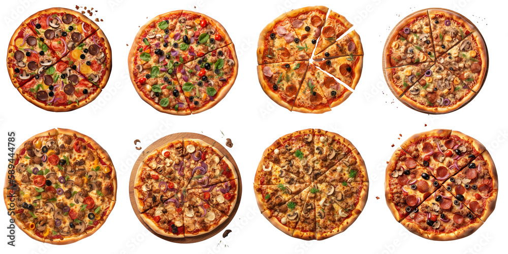 Pizza top view created with Ai technology