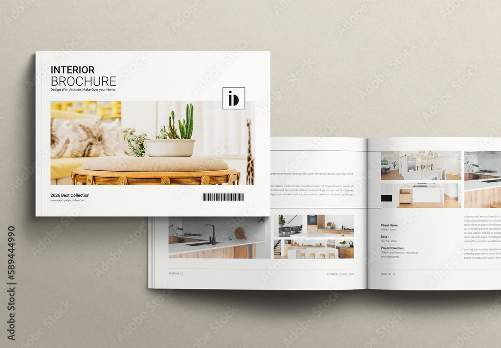 Interior Design Brochure Template Landscape Stock Template | Adobe Stock