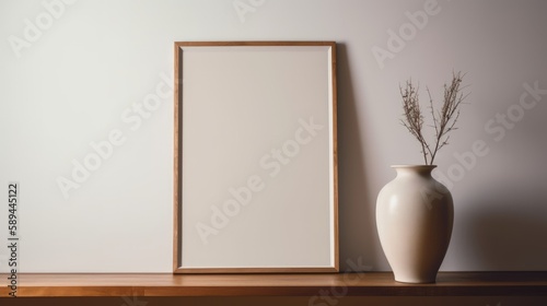 Simplicity in Art A White Vase on a Wooden Table 