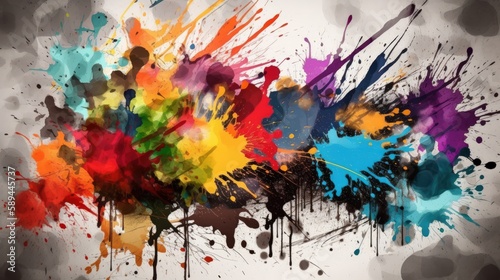 Unleashing the Power of Artistic Abstraction A Mesmerizing Abstract Background with Striking Paint Splatters