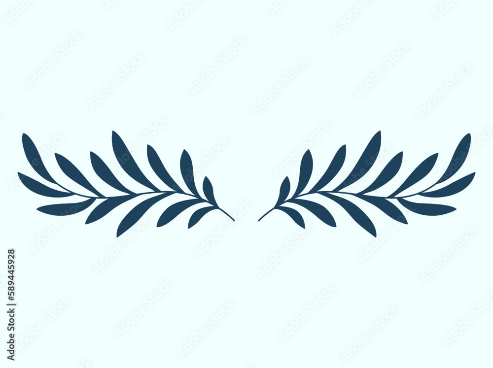 Leaf and Branch Frame hand drawn style. 
Floral navy and white frame of twigs leaves. 
Frames for the Valentine’s Day, wedding decor, logo and identity template.