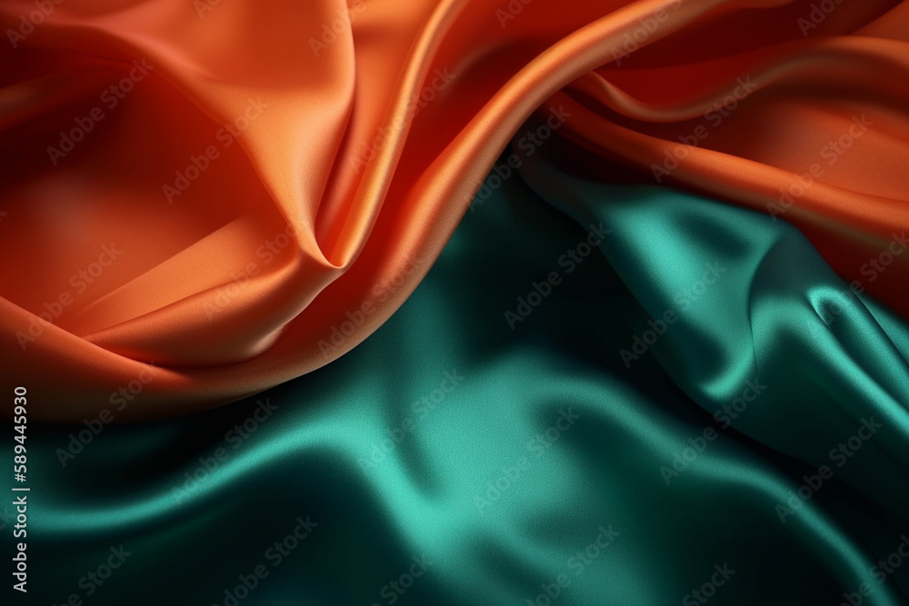 Fototapeta premium India silk flag red blue white silk background Generative AI