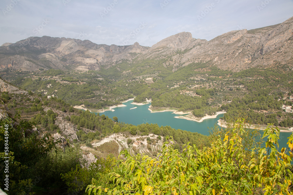 Scenic View of Aixorta Mountain Range and Reservoir; Guadalest; Alicante; Spain