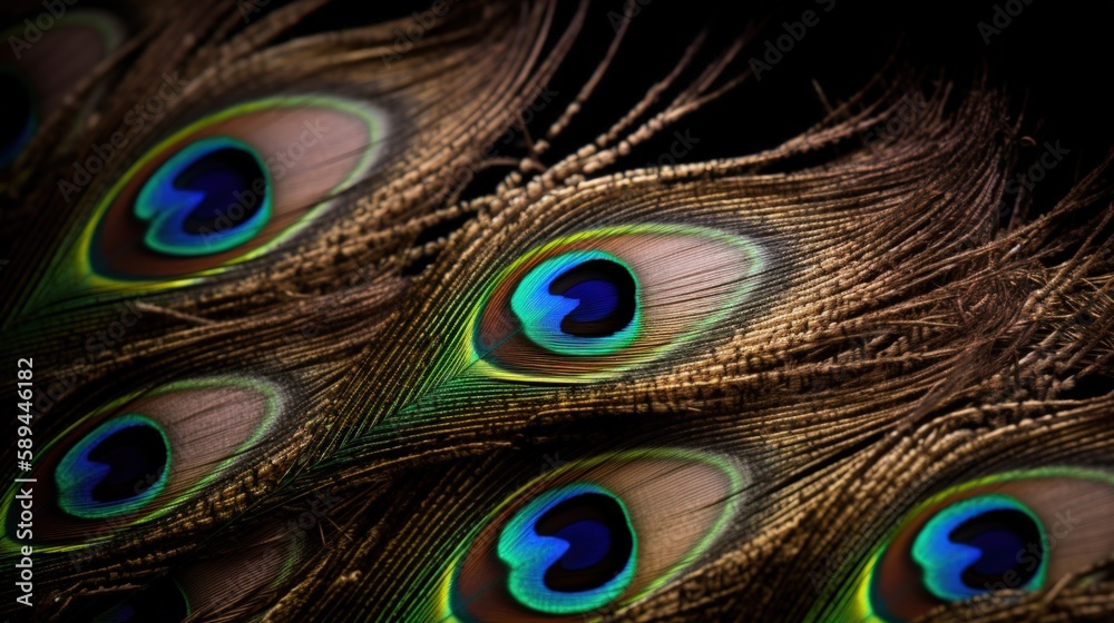 Obraz premium Vibrant Peacock Feathers in Close-Up 
