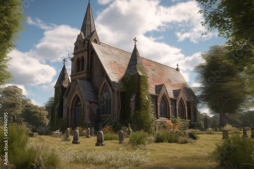 church in the countryside, Generative AI