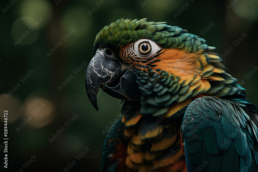 Beautiful parrot close-up, Generative AI