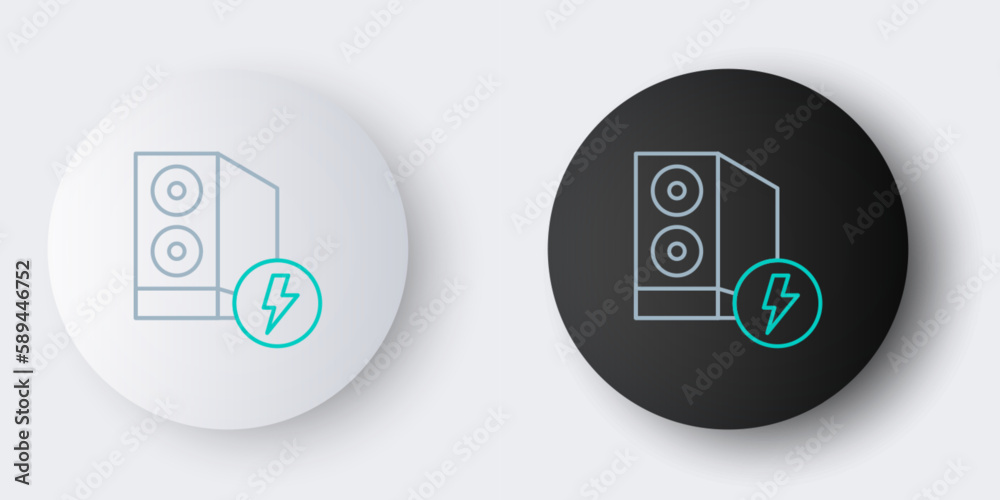 Line Case of computer icon isolated on grey background. Computer server. Workstation. Colorful outline concept. Vector