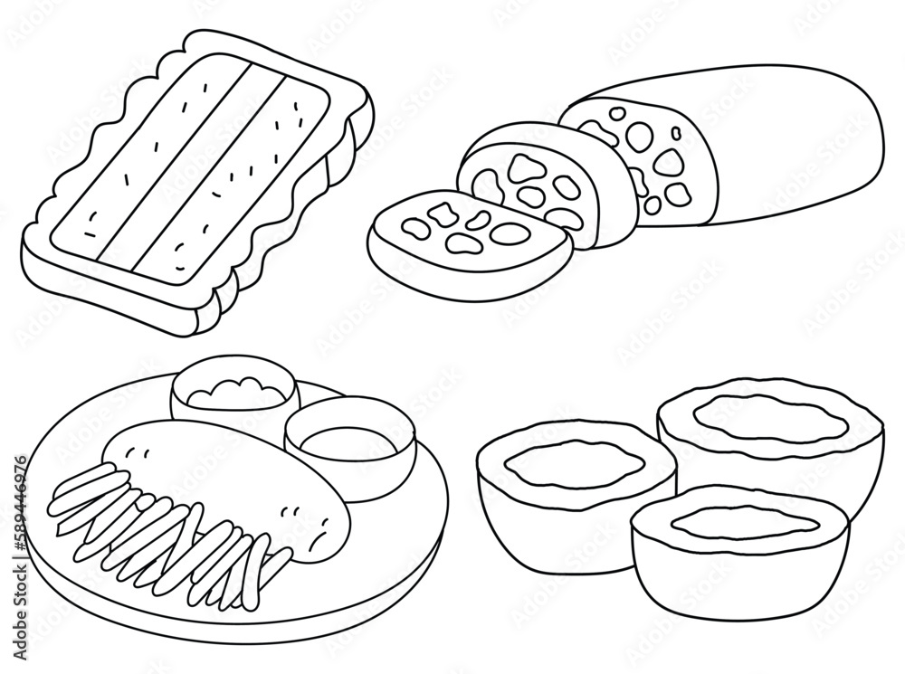 Our collection of cute and whimsical black and white food illustrations