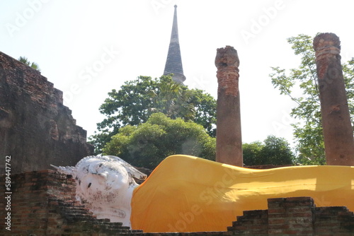 reclining Buddha Wat Yai Chaimongkol, Ayutthaya photo