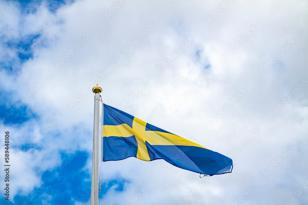 National flag of Sweden waving in the wind. National flag of Sweden waving in the wind.