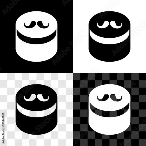 Set Gel or wax for hair styling icon isolated on black and white, transparent background. Hair cosmetic. Jar with product for styling hair and mustache. Vector