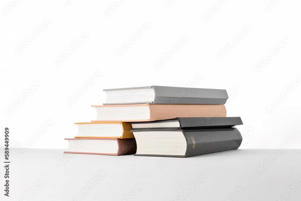 Front view of some books isolated on white background. Created with Generative AI Technology Front view of some books isolated on white background. Created with Generative AI Technology