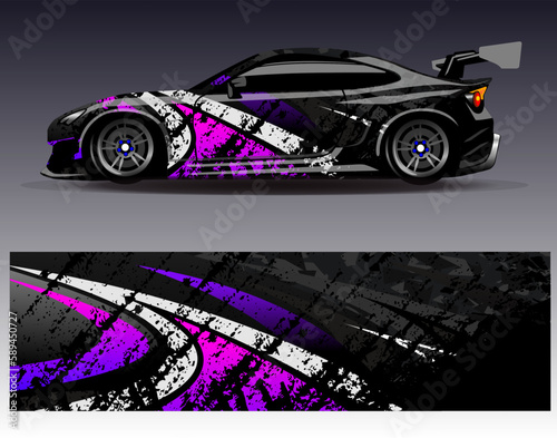 Car wrap design vector. Graphic abstract stripe racing background kit designs for wrap vehicle  race car  rally  adventure and livery