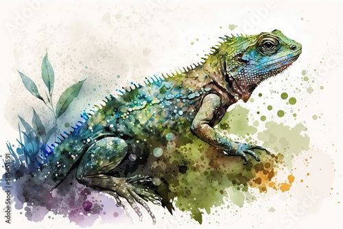 Lizard Watercolor Clipart  Journey into the Fascinating Universe of Watercolor Lizards  Generative AI