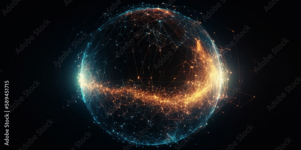 globe with communications satellite connections, generative ai