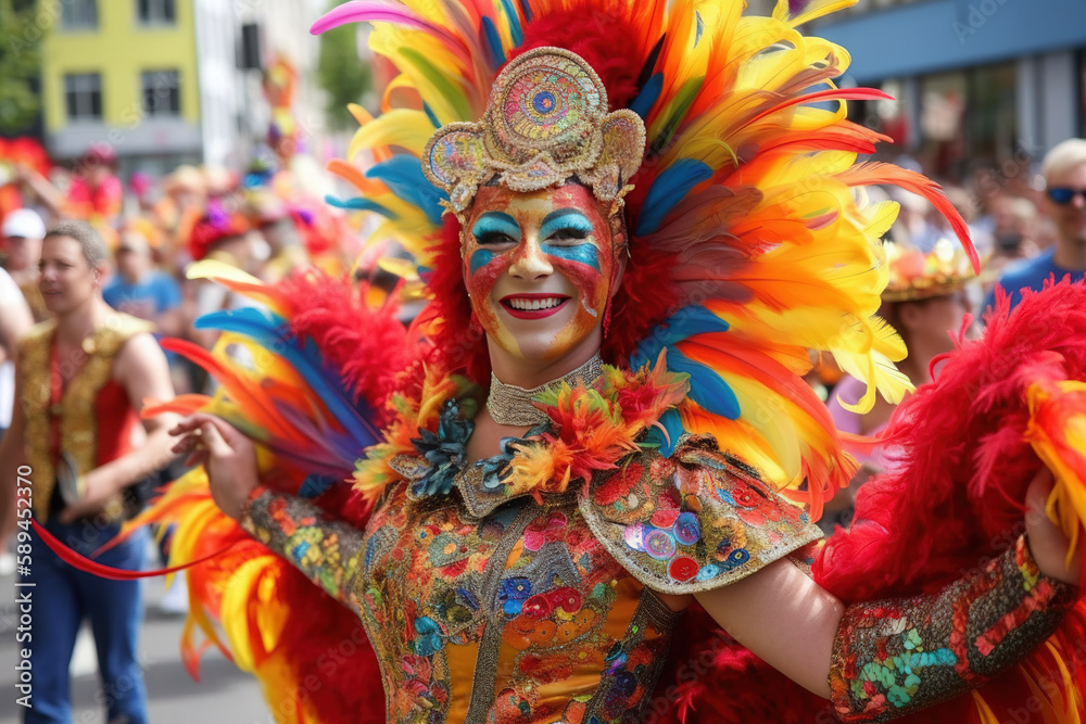 gay pride parade in a European city. Generative AI gay pride parade in a European city. Generative AI