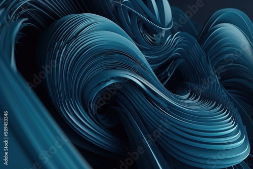 3d rendering  abstract blue background  modern minimal wallpaper with spiral line  geometrical helix shape  Generative AI