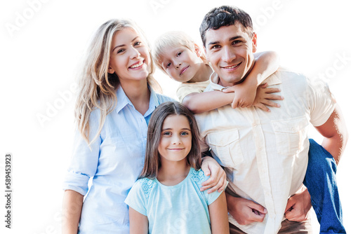 Beautiful smiling Lovely family in park photo