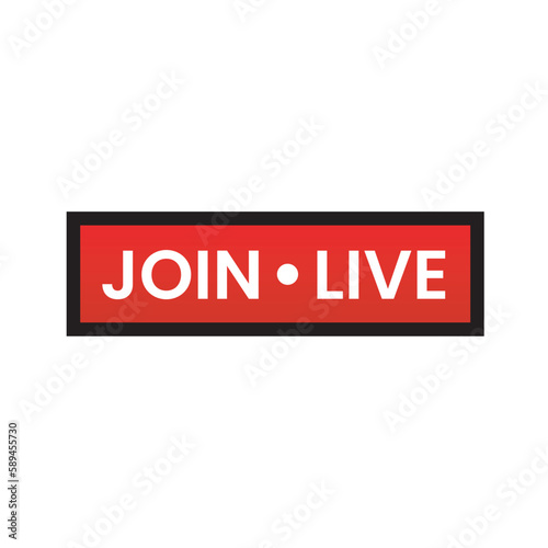 join live icon red with rectangle shape button icon on white background vector