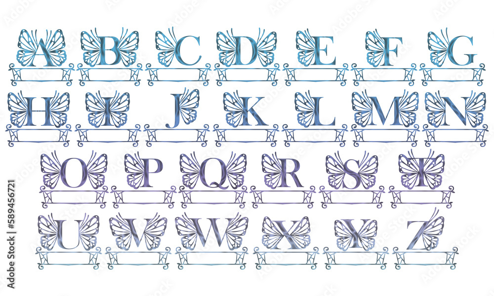 Set of icons of alphabet Set of icons of alphabet