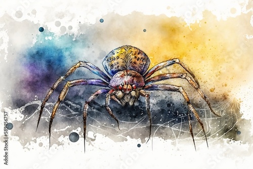 Beautiful Watercolor Clipart of Spider  Generative AI