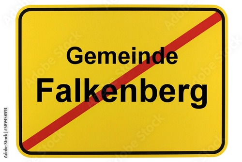 Illustration eines Ortsschildes der Gemeinde Falkenberg in Brandenburg
