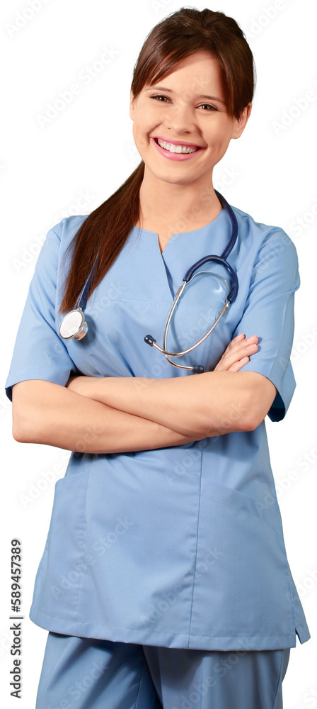Young Nurse with Arms Folded - Isolated Young Nurse with Arms Folded - Isolated